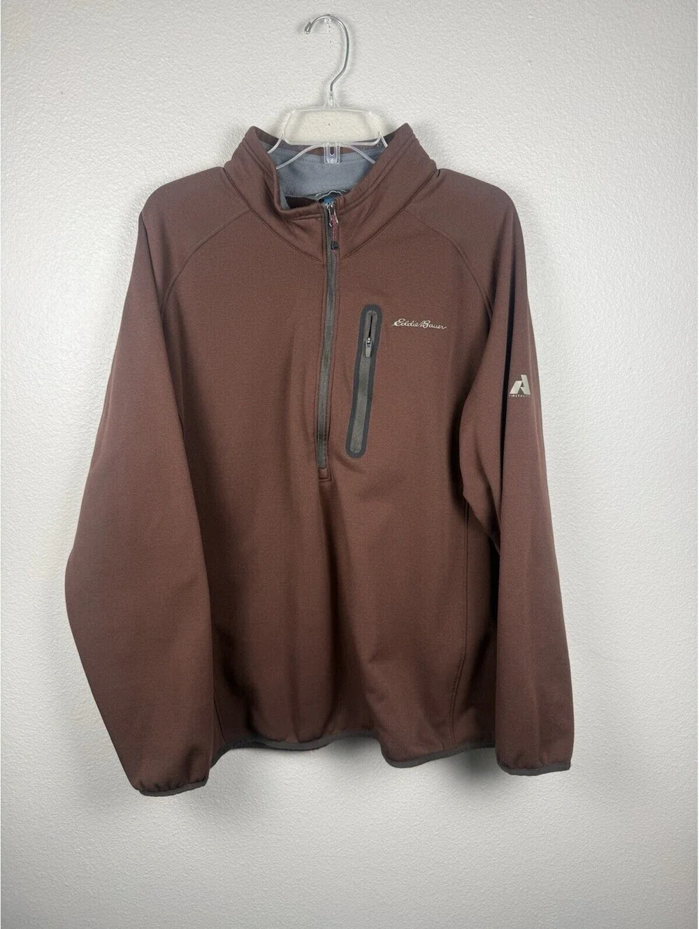 Eddie Bauer First Ascent 1/4 Zip Pullover Mens 2XL Chocolate Brown Stretch